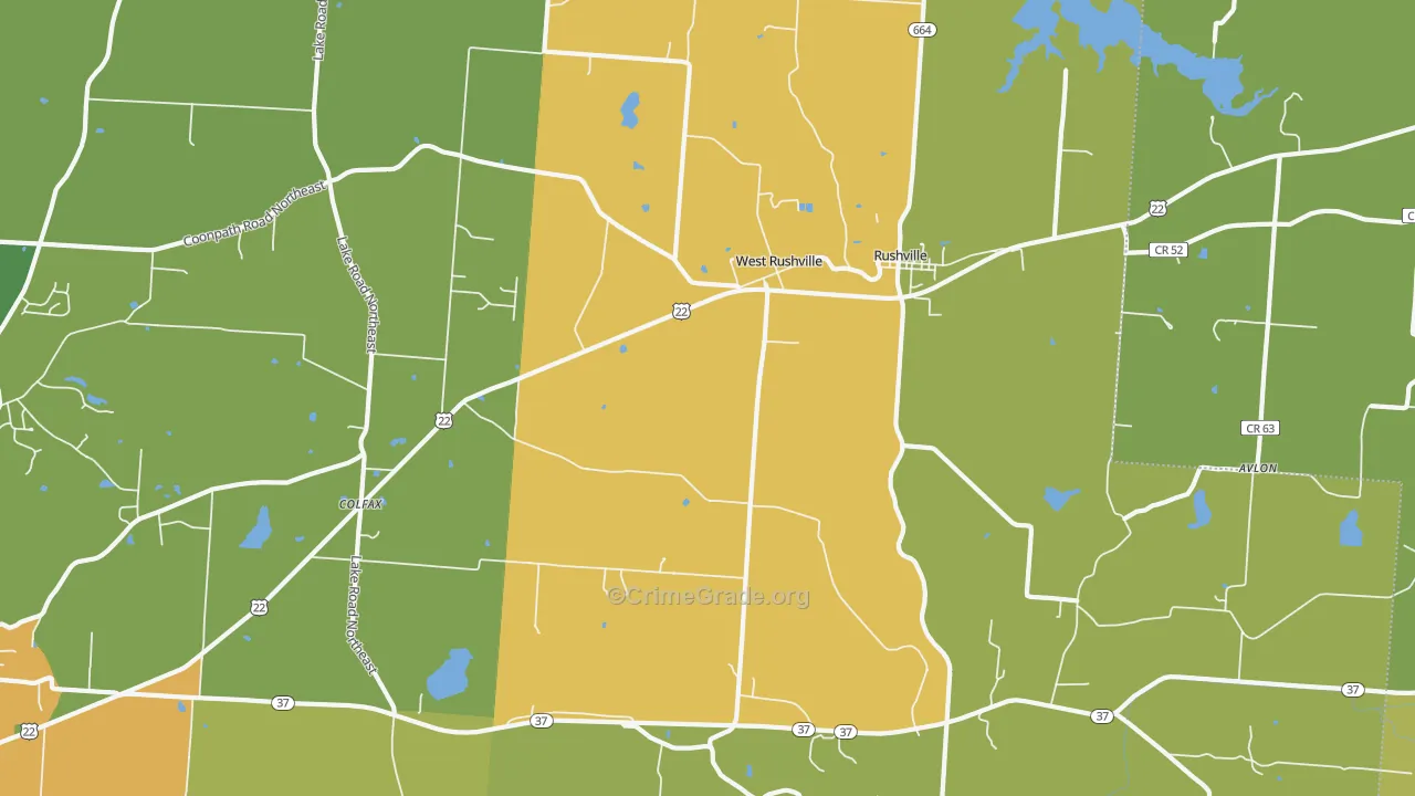 West Rushville, OH Map of Theft Rates