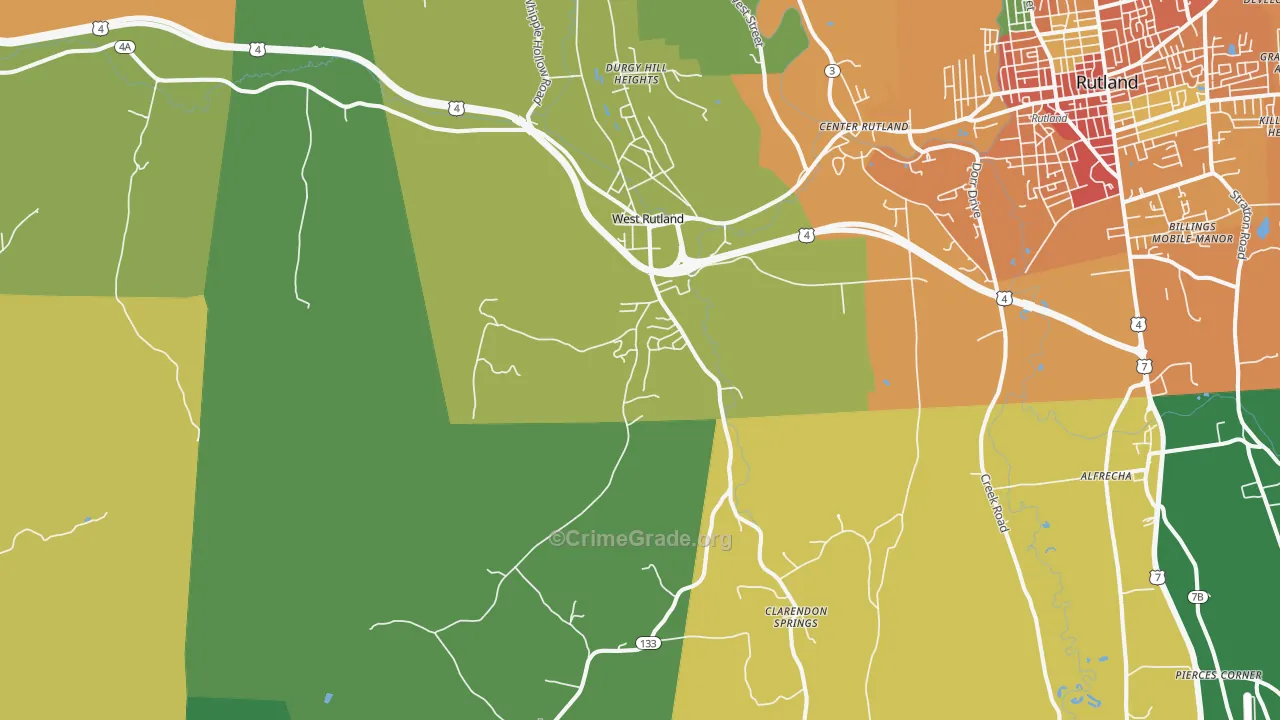 West Rutland, VT Map of Theft Rates