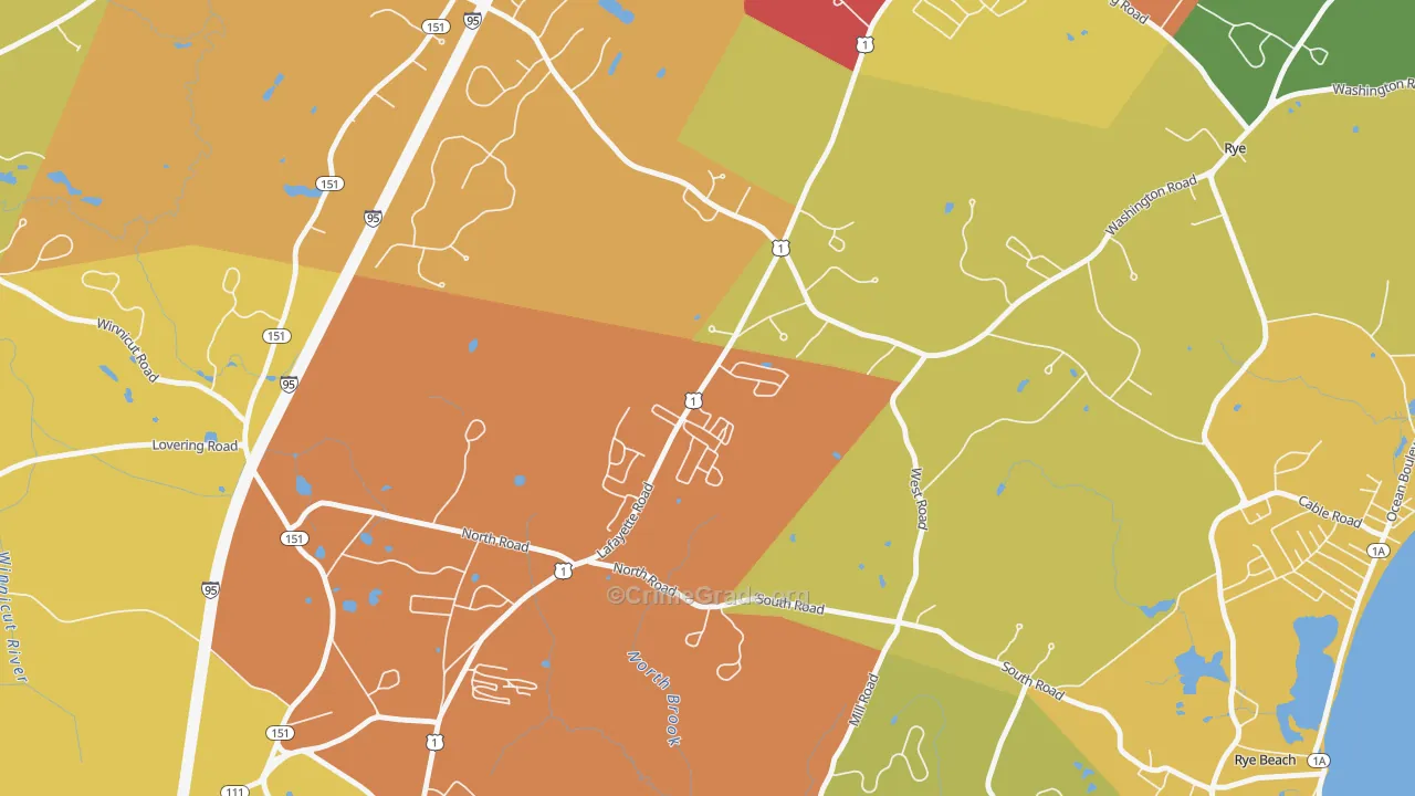 West Rye, NH Map of Theft Rates