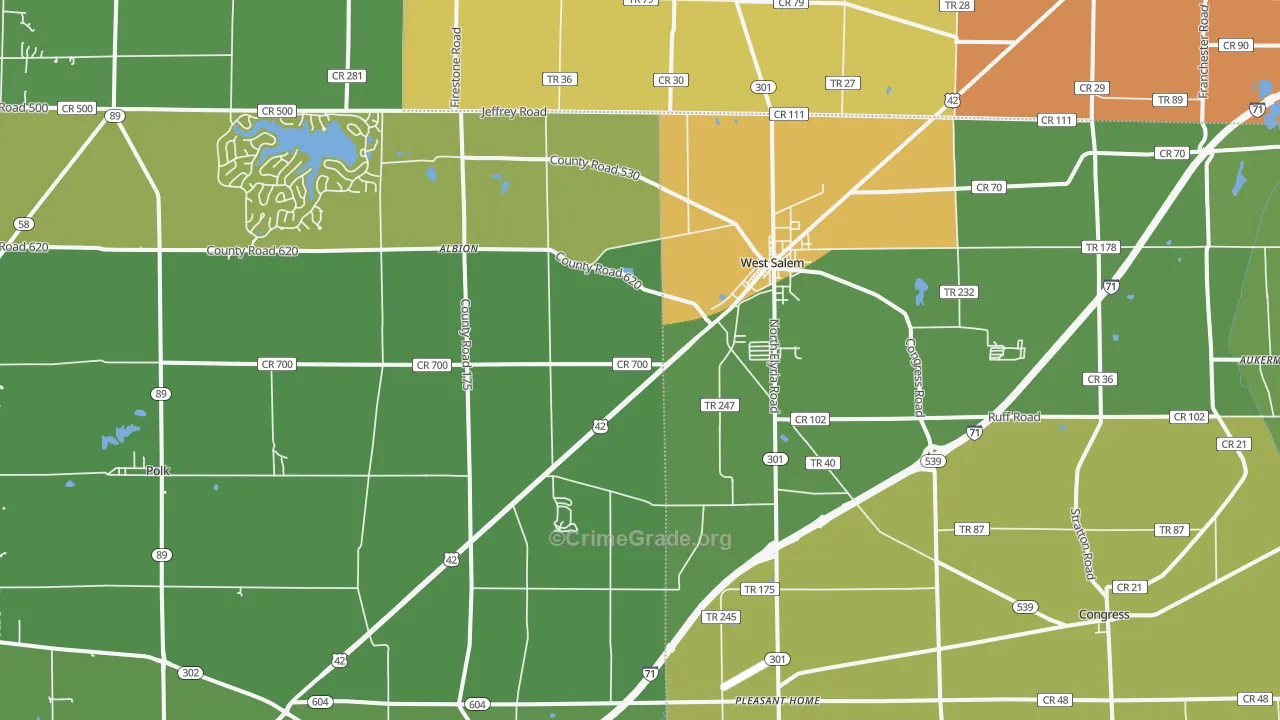 West Salem, OH Map of Theft Rates