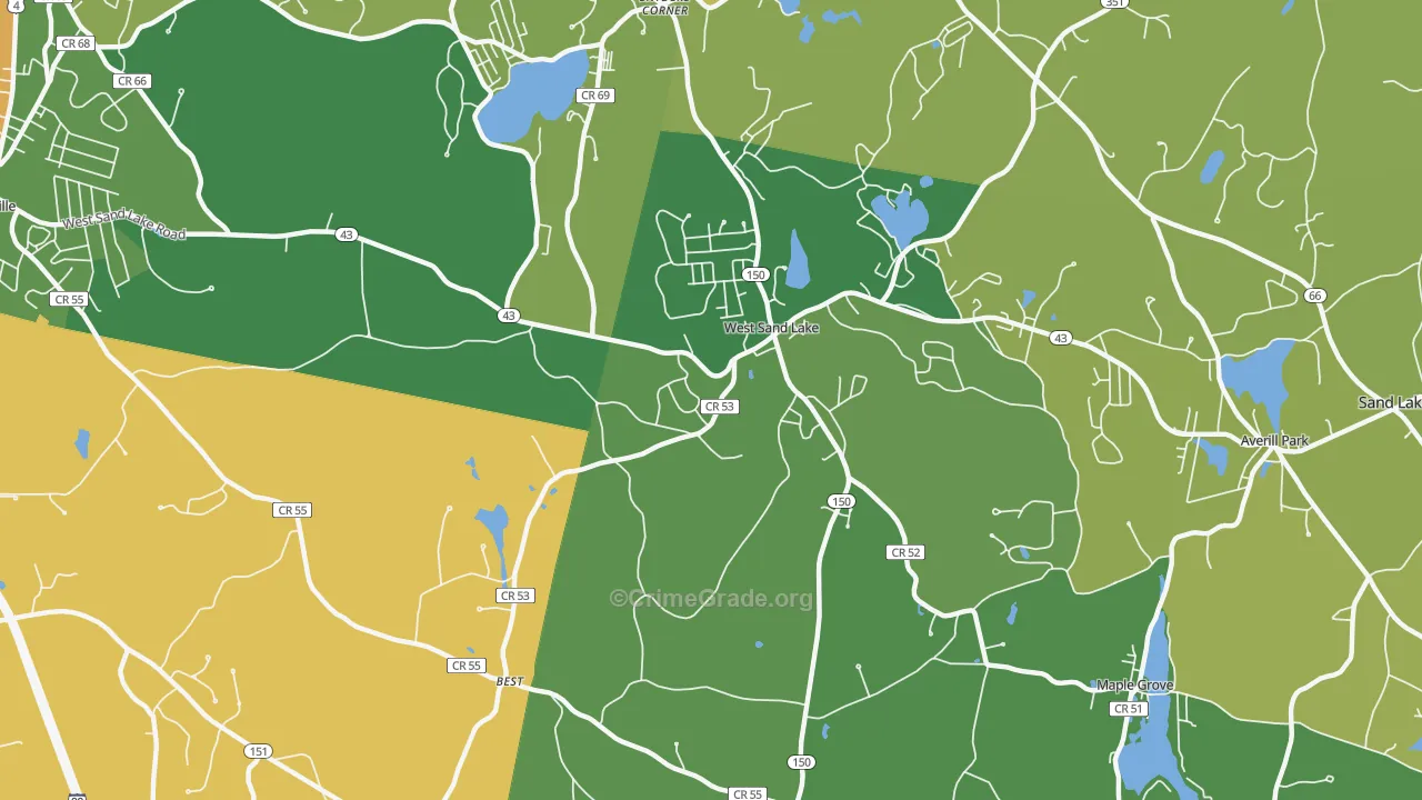 West Sand Lake, NY Map of Theft Rates