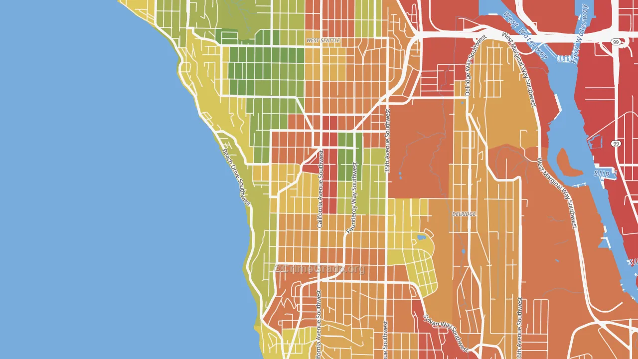West Seattle, Seattle, WA Map of Theft Rates
