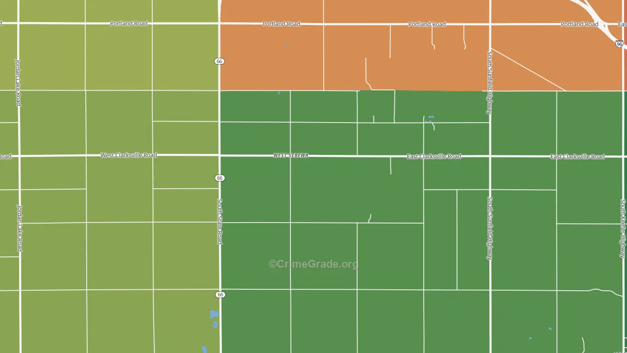 West Sebewa, MI Map of Theft Rates