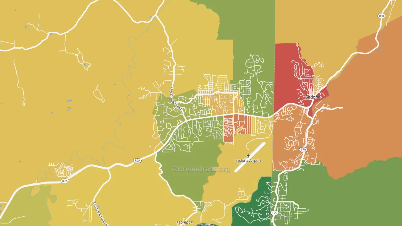 West Sedona, AZ Map of Theft Rates