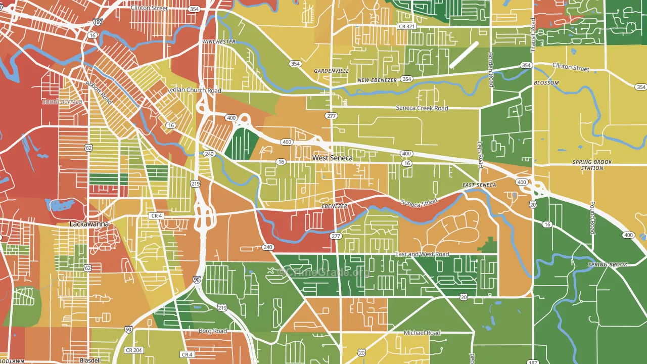 West Seneca, NY Map of Theft Rates