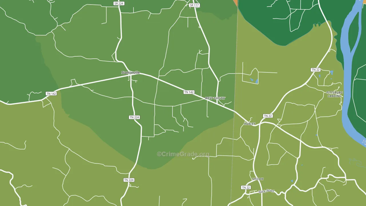 West Shiloh, TN Map of Theft Rates