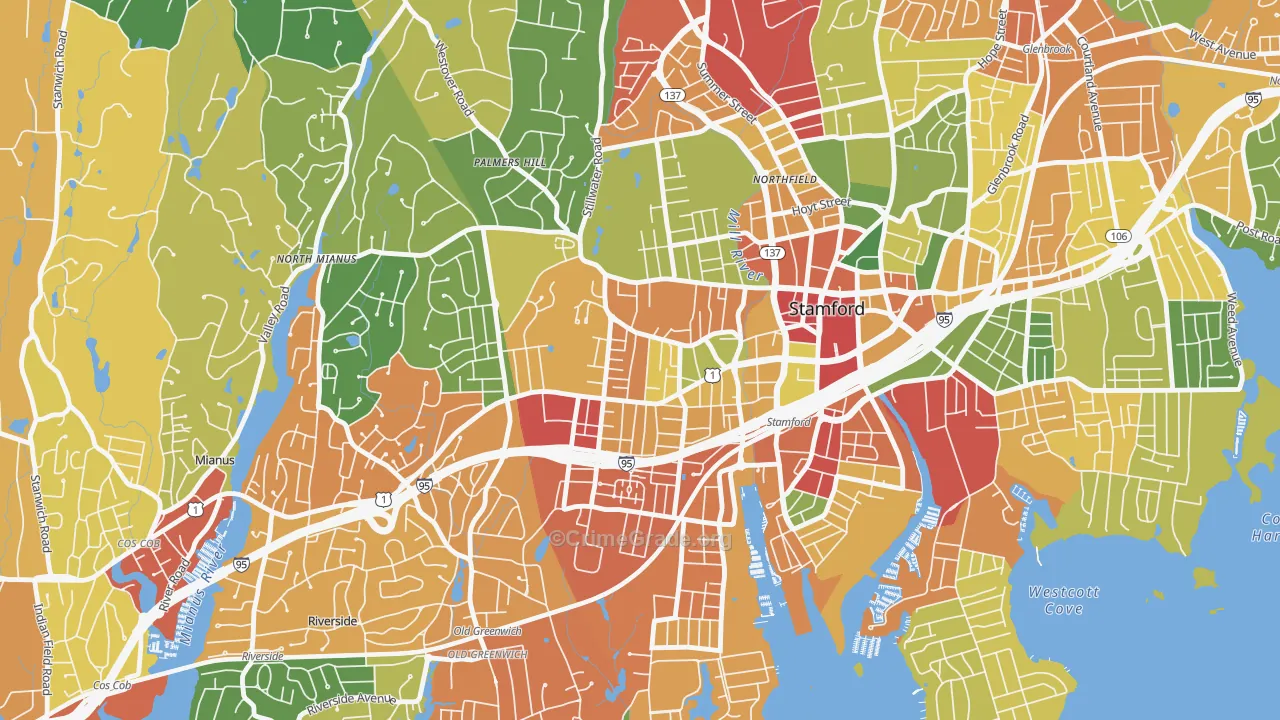 West Side, Stamford, CT Map of Theft Rates
