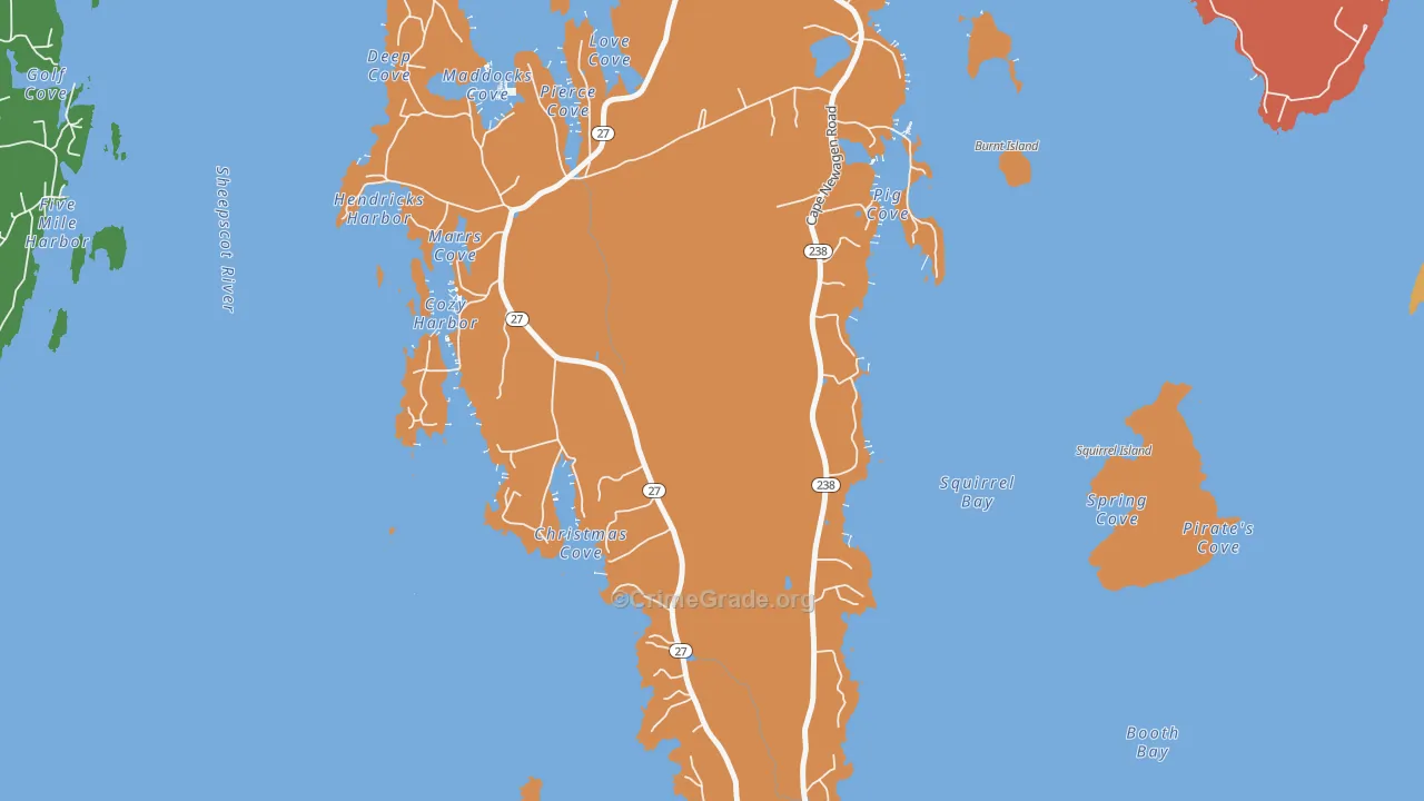 West Southport, ME Map of Theft Rates
