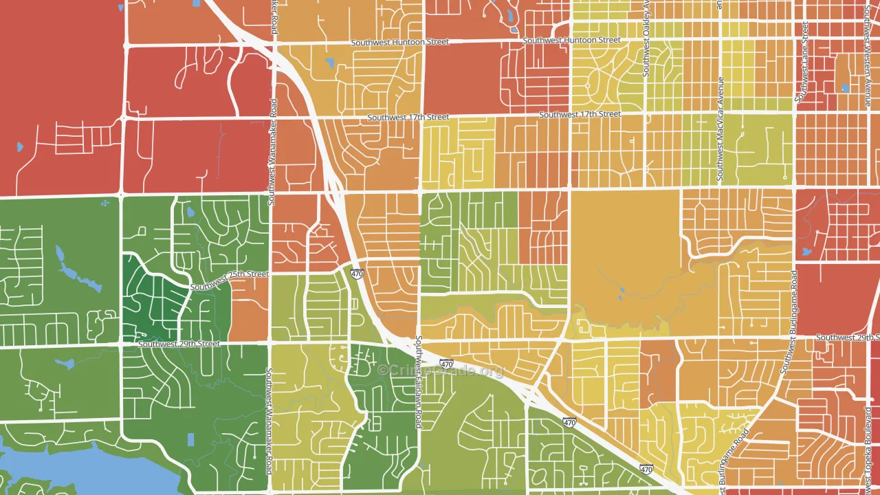 West Southwest 3, Topeka, KS Map of Theft Rates