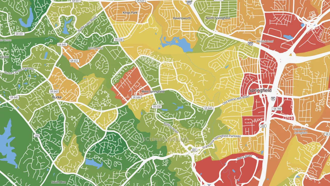 West Springfield, VA Map of Theft Rates