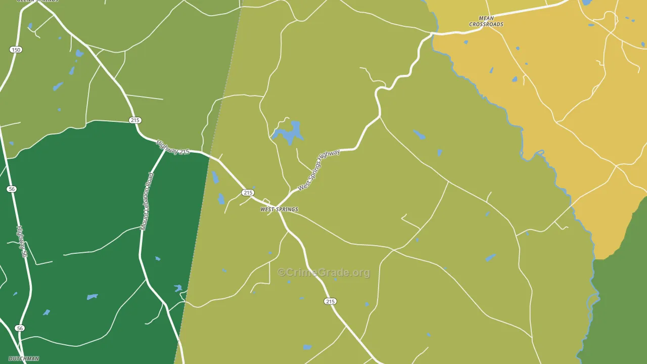 West Springs, SC Map of Theft Rates