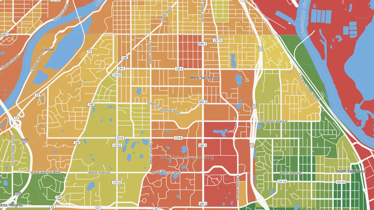 West St. Paul, MN Map of Theft Rates