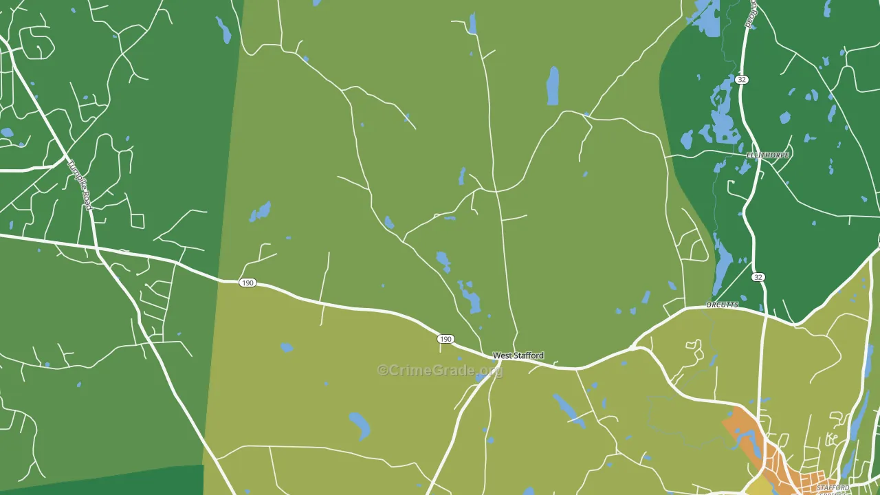 West Stafford, CT Map of Theft Rates