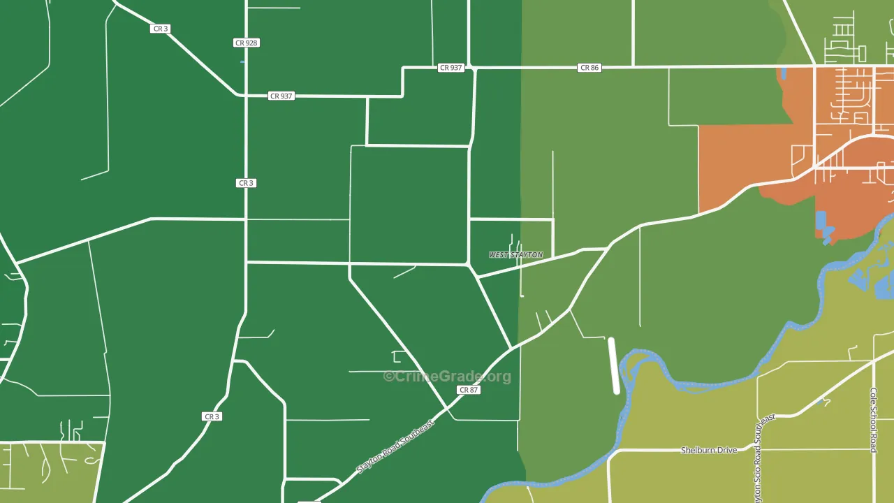 West Stayton, OR Map of Theft Rates
