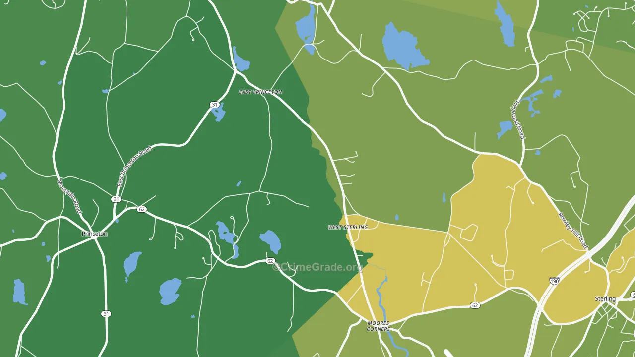 West Sterling, MA Map of Theft Rates
