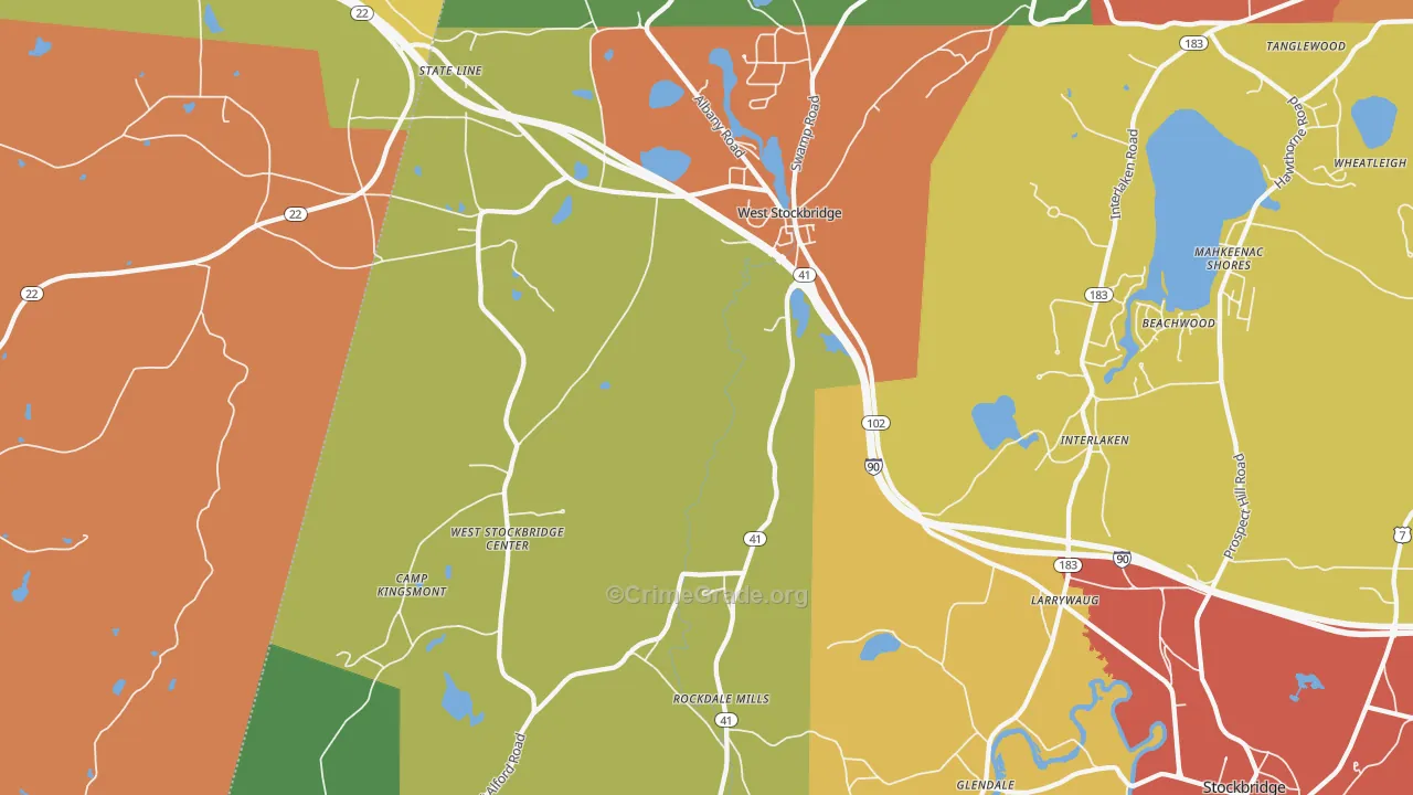 West Stockbridge, MA Map of Theft Rates