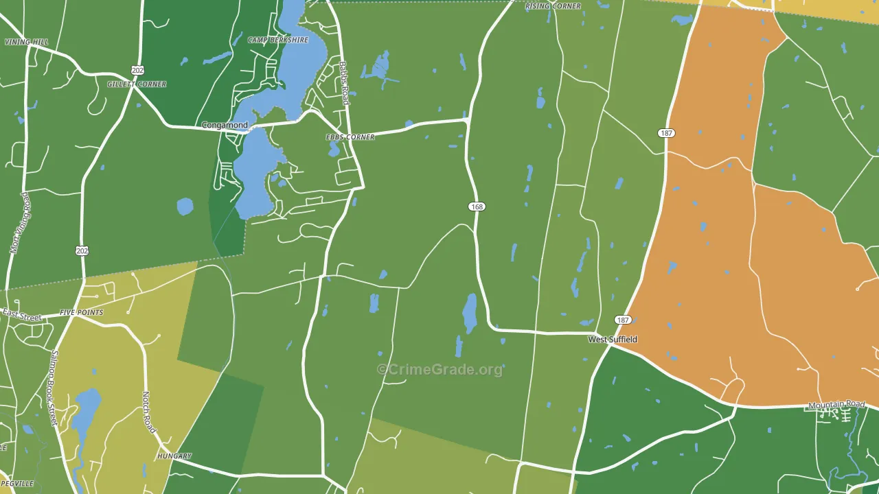 West Suffield, CT Map of Theft Rates