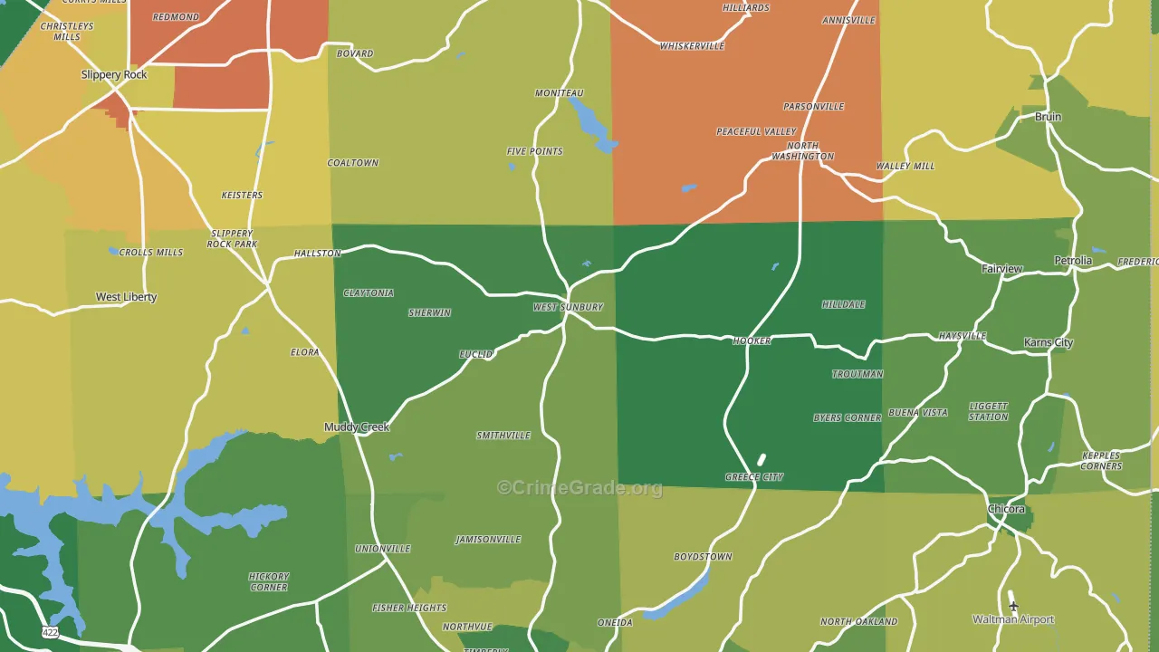 West Sunbury, PA Map of Theft Rates