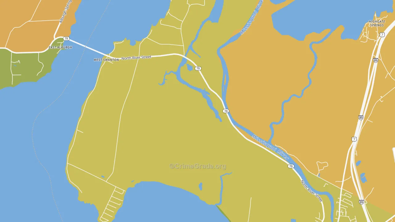 West Swanton, VT Map of Theft Rates