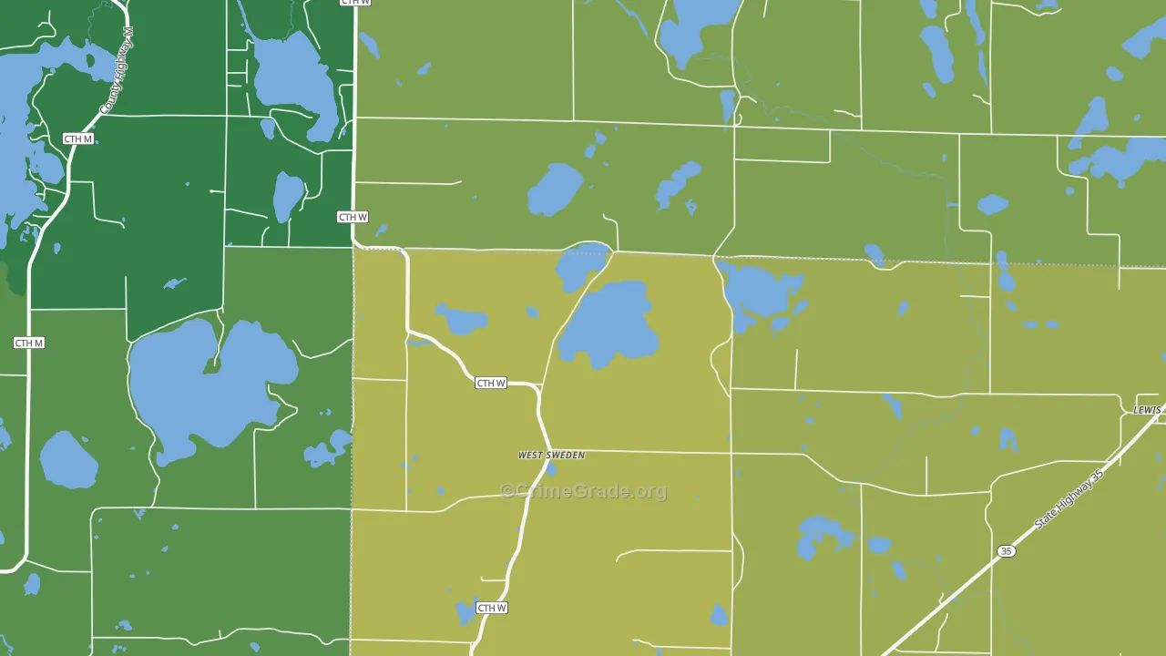 West Sweden, WI Map of Theft Rates