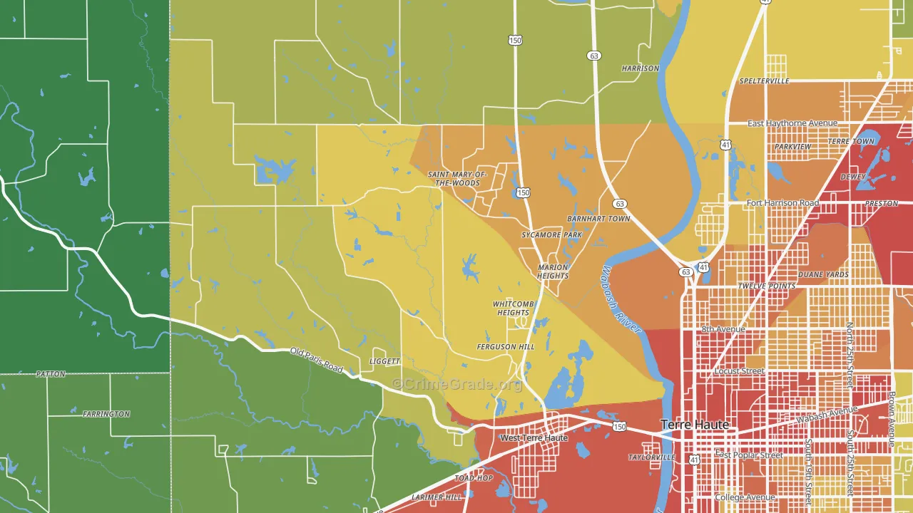 West Terre Haute, IN Map of Theft Rates