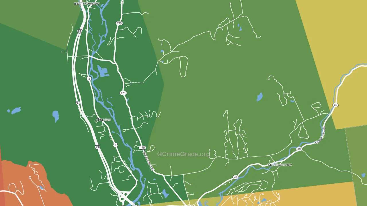 West Thornton, NH Map of Theft Rates