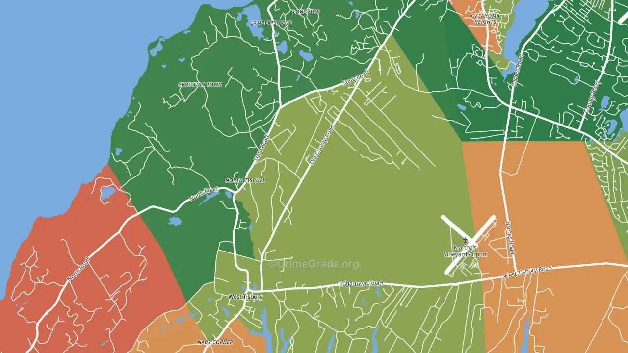 West Tisbury, MA Map of Theft Rates