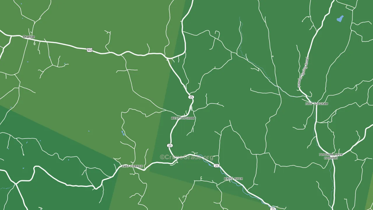 West Topsham, VT Map of Theft Rates
