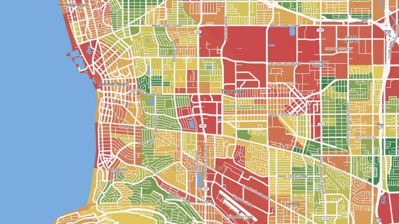 West Torrance, Torrance, CA Map of Theft Rates