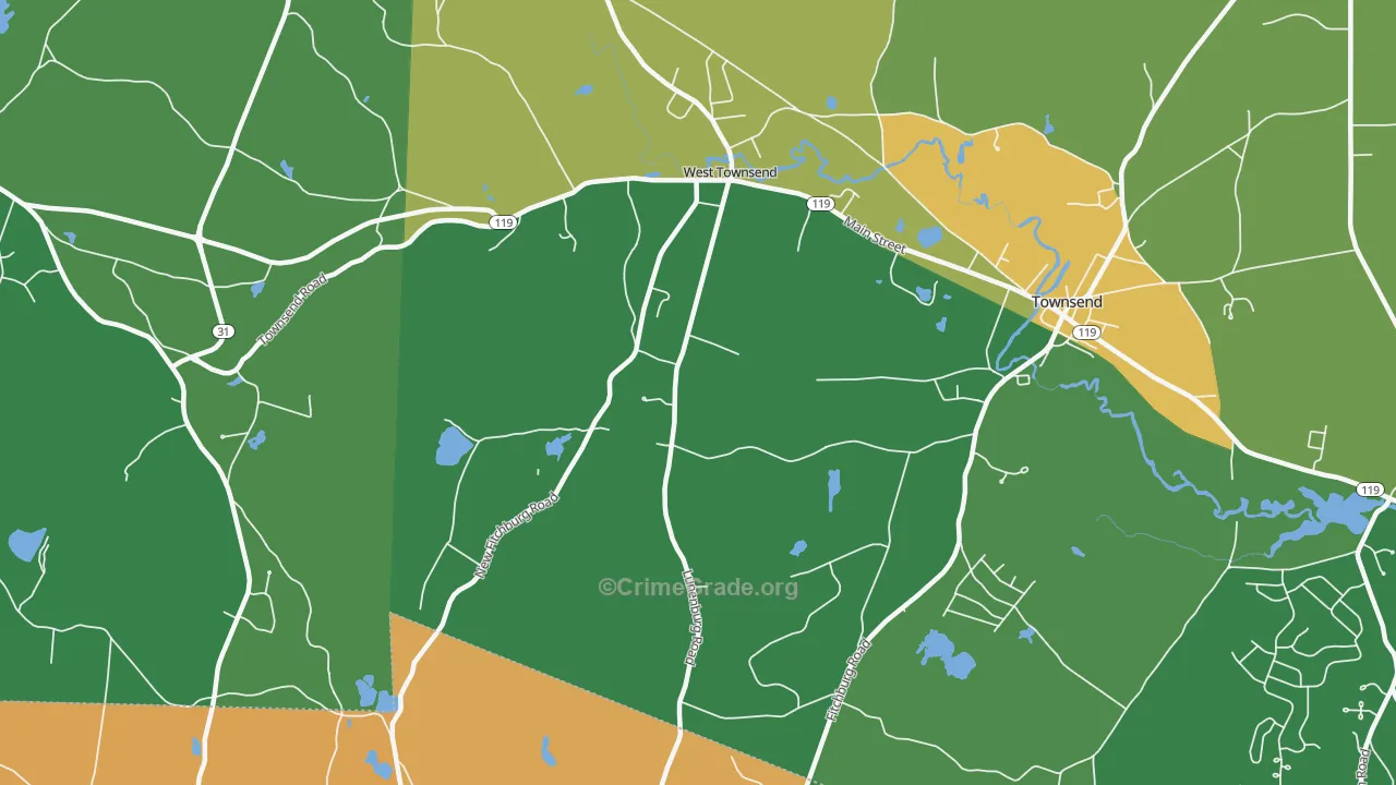 West Townsend, MA Map of Theft Rates