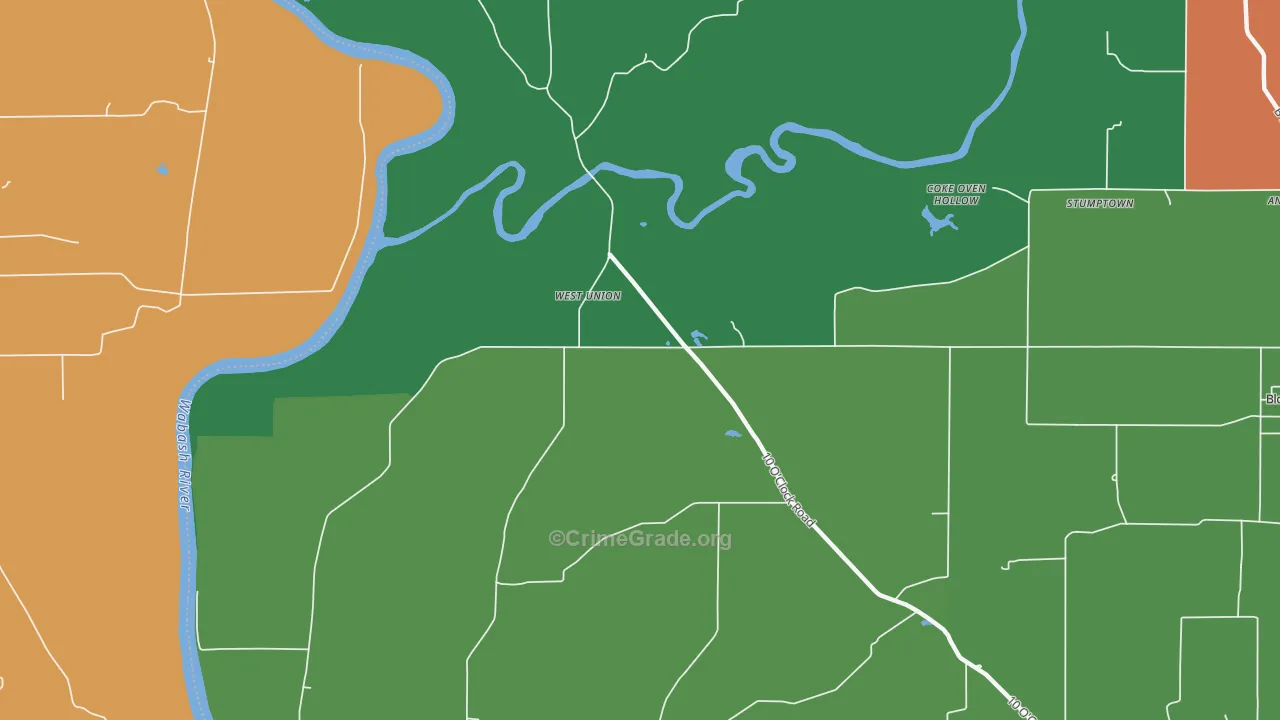 West Union, IN Map of Theft Rates