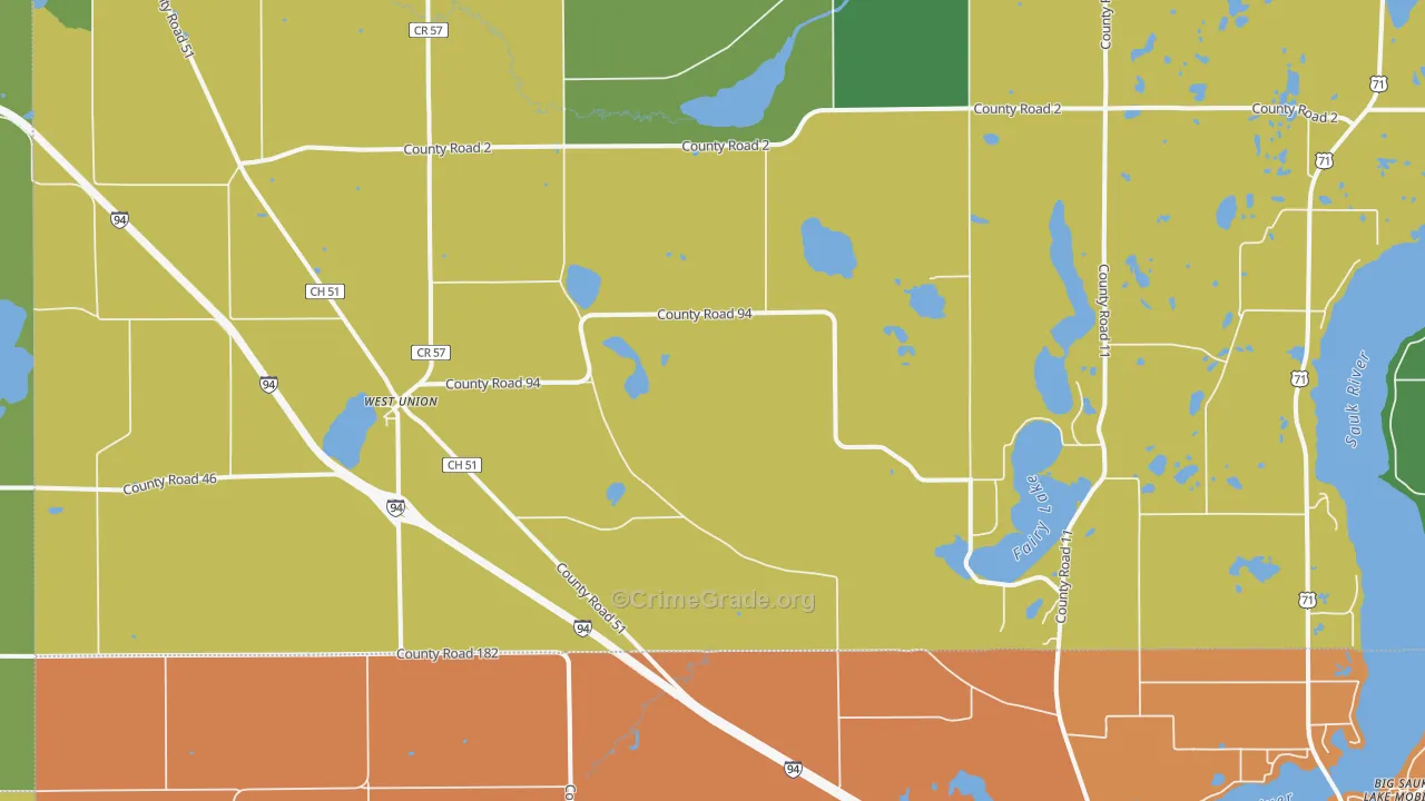 West Union, MN Map of Theft Rates