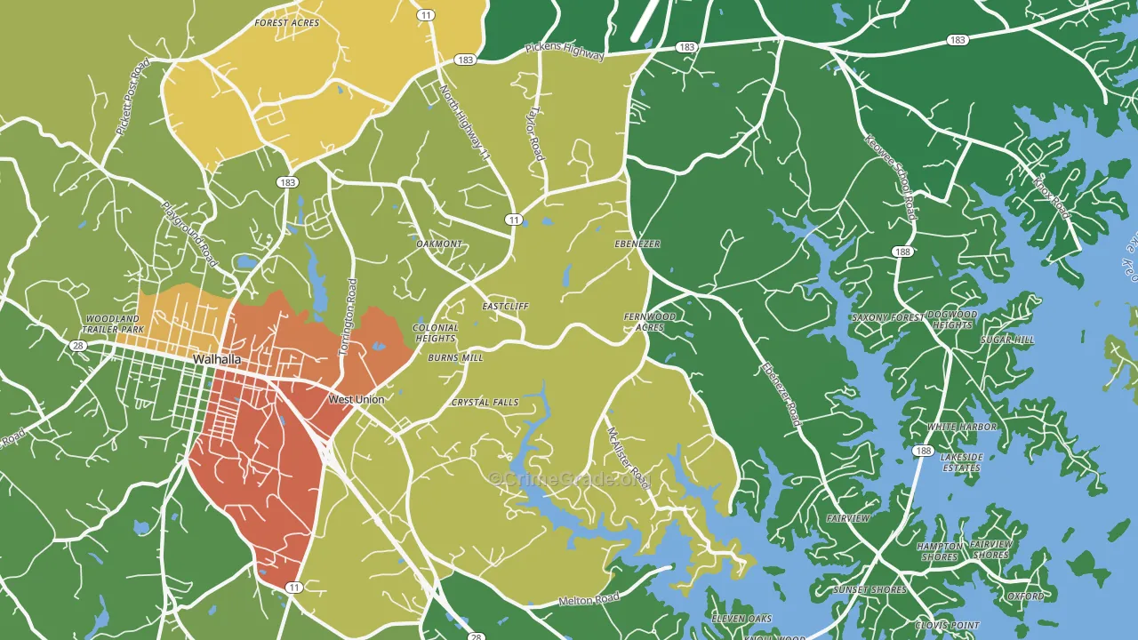 West Union, SC Map of Theft Rates