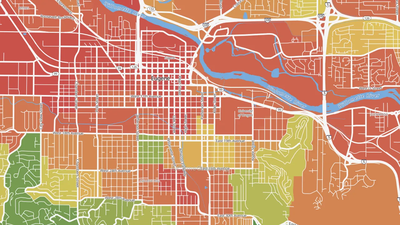 West University, Eugene, OR Map of Theft Rates