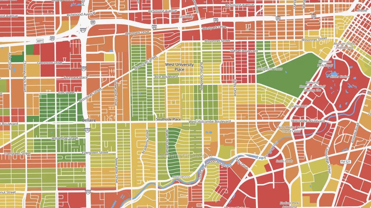 West University, Houston, TX Map of Theft Rates