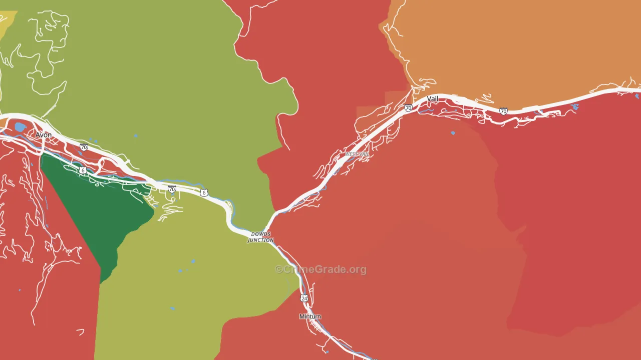 West Vail, CO Map of Theft Rates