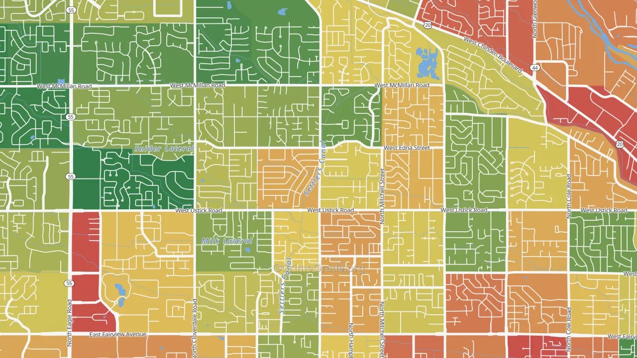 West Valley, Boise, ID Map of Theft Rates