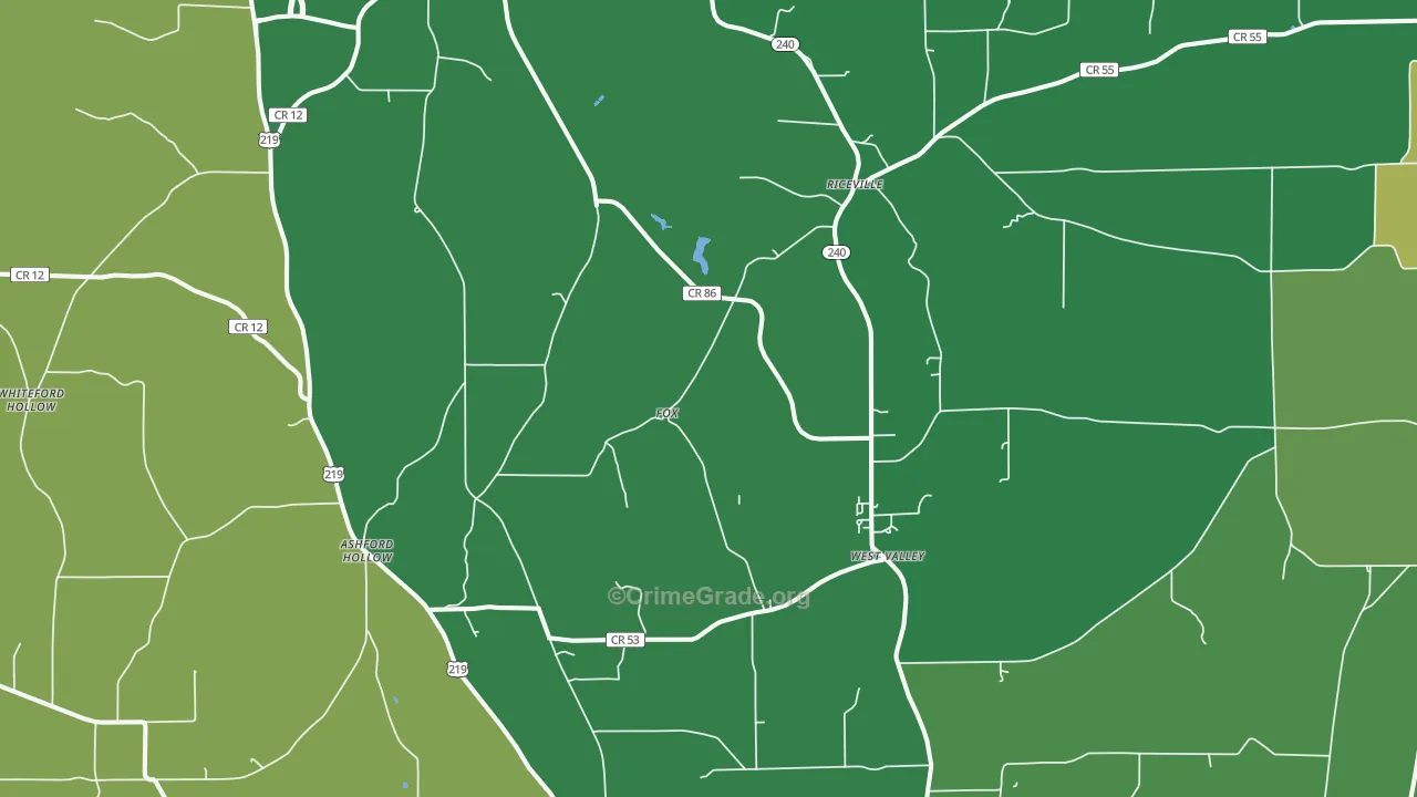 West Valley, NY Map of Theft Rates