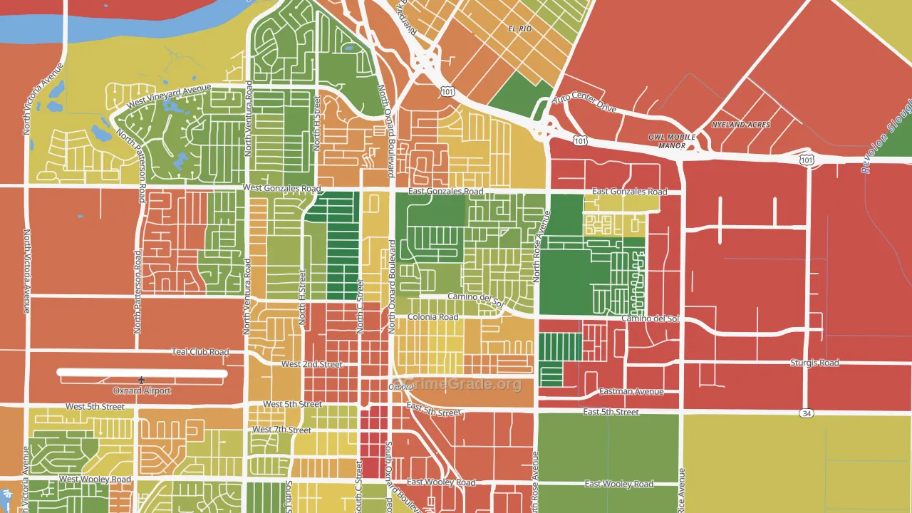 West Village, Oxnard, CA Map of Theft Rates