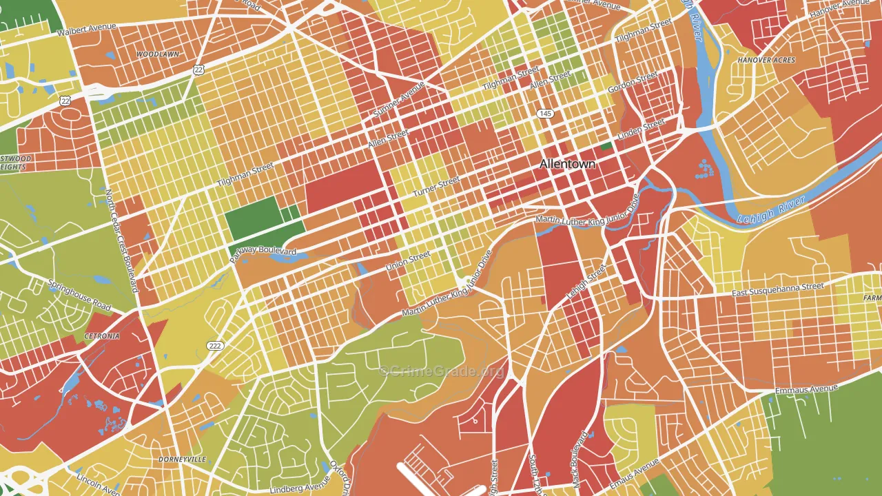 West Walnut, Allentown, PA Map of Theft Rates