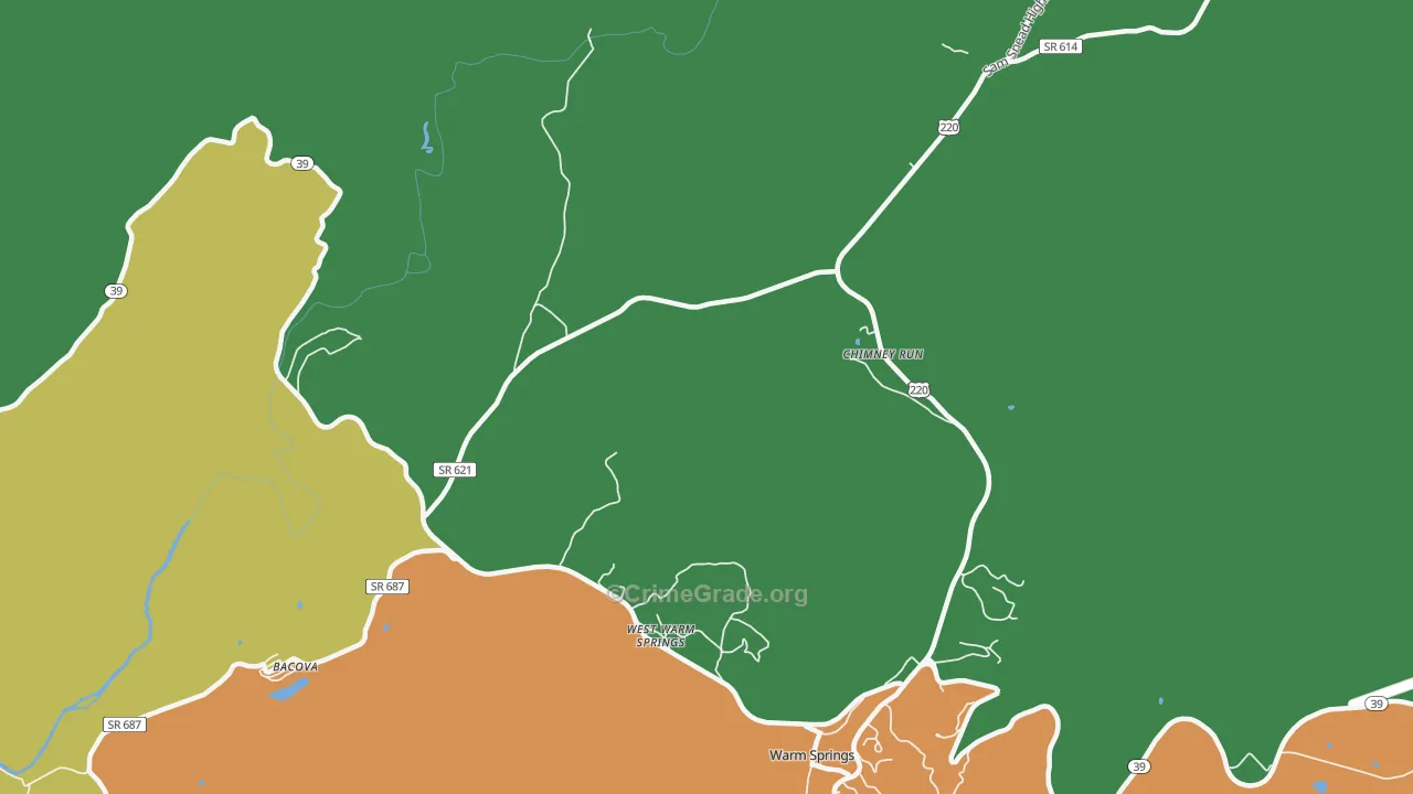 West Warm Springs, VA Map of Theft Rates