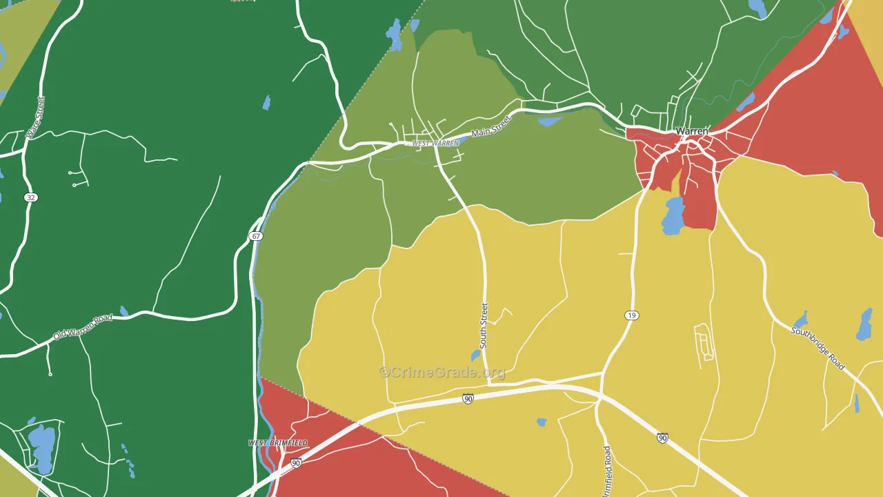West Warren, MA Map of Theft Rates
