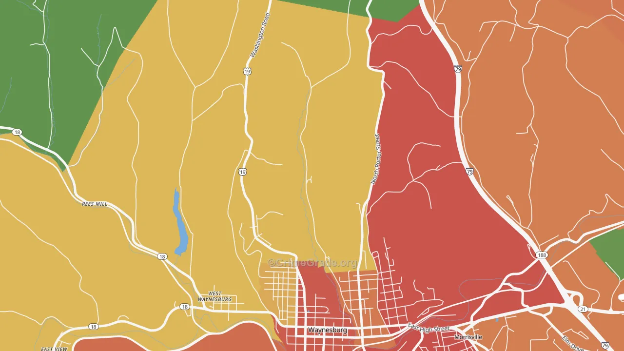 West Waynesburg, PA Map of Theft Rates