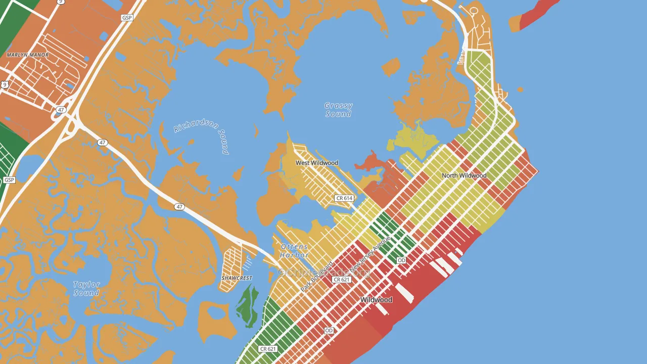 West Wildwood, NJ Map of Theft Rates