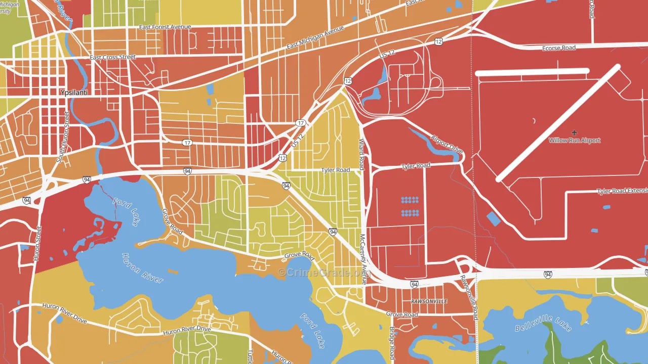 West Willow, Ypsilanti, MI Map of Theft Rates