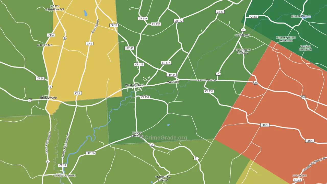 West Winfield, NY Map of Theft Rates
