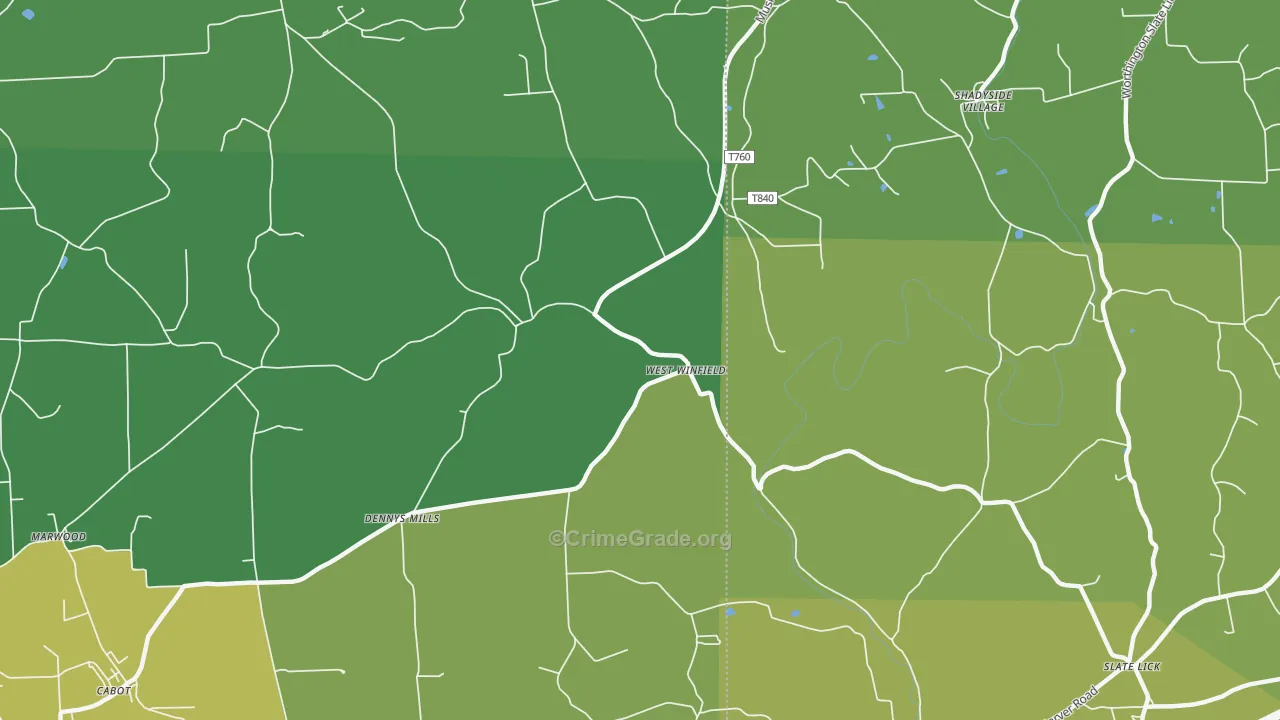West Winfield, PA Map of Theft Rates
