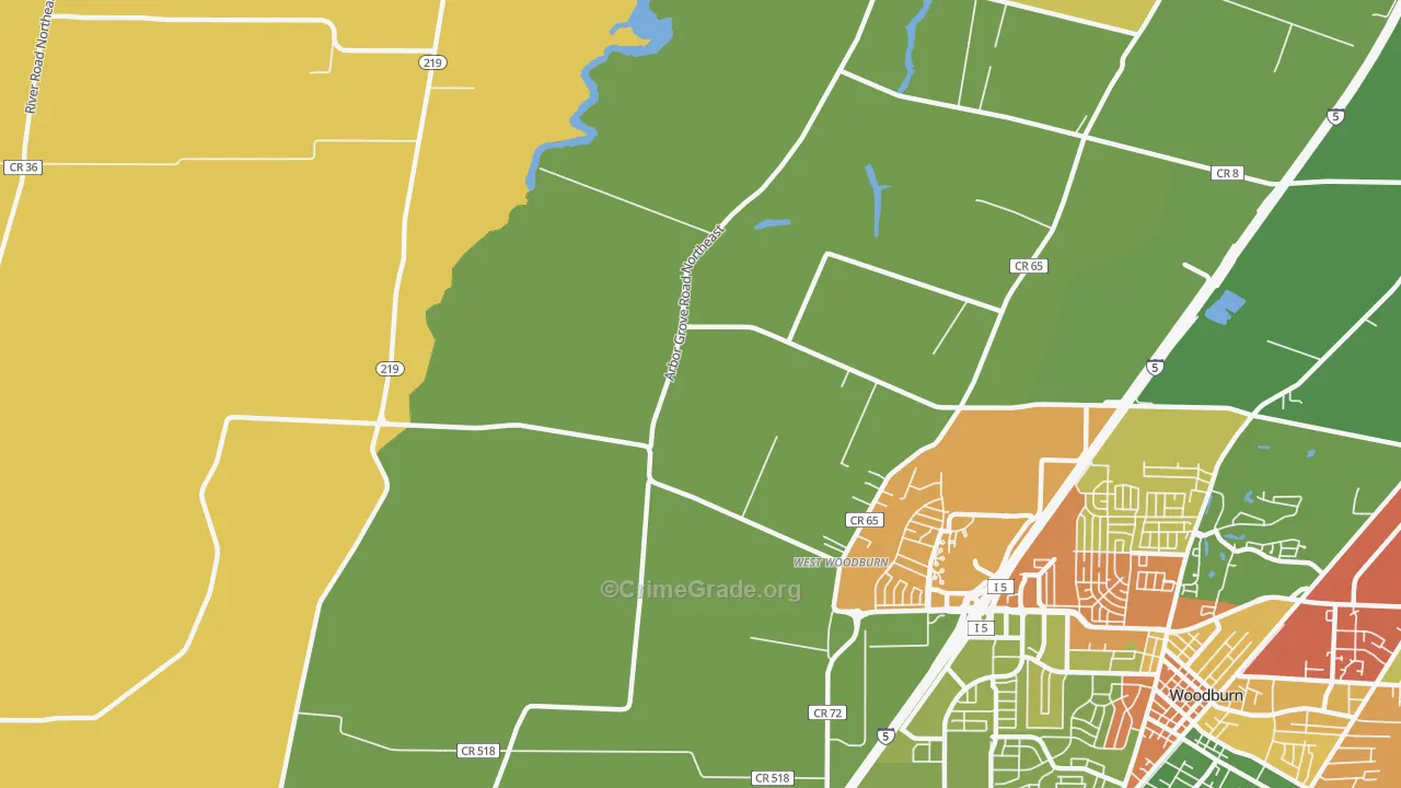 West Woodburn, OR Map of Theft Rates