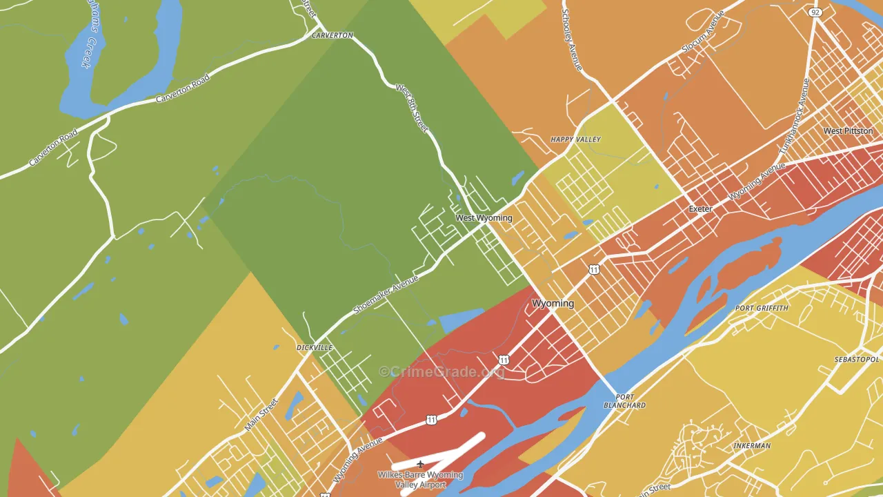 West Wyoming, PA Map of Theft Rates