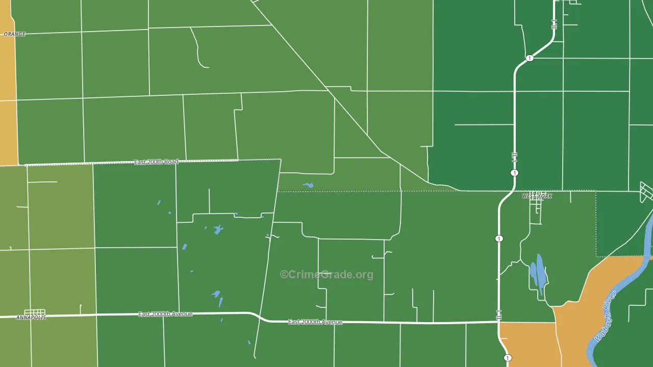 West York, IL Map of Theft Rates